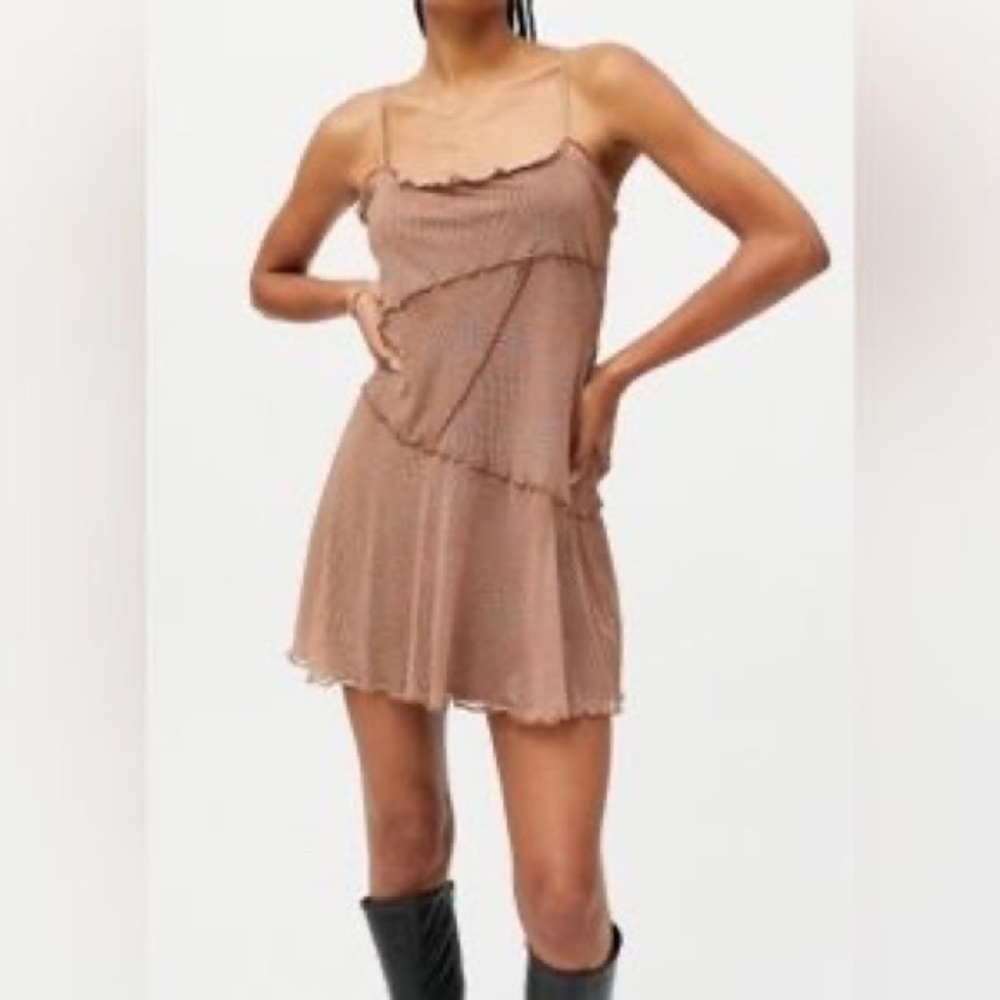 🩵 Urban Outfitters Moxie Mesh Mini Slip Dress Neutral Sz XS